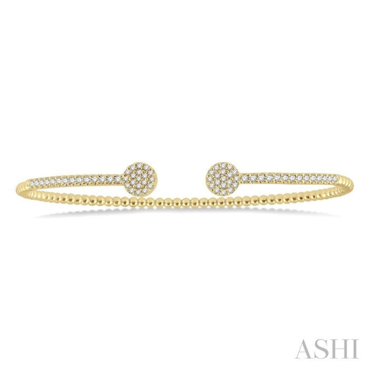 1/2 Ctw Circular Shape Open End Round Cut Diamond Stackable Cuff Bangle in 14K Yellow Gold