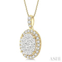 2 Ctw Oval Shape Diamond Lovebright Pendant in 14K Yellow and White gold with Chain