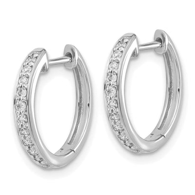 14k White Gold Diamond Complete Hinged Hoop Earrings