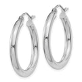 14K White Gold Polished 3mm Tube Hoop Earrings