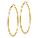 14k Polished 2x50mm Tube Hoop Earrings