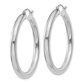 14K White Gold Polished 4mm Lightweight Tube Hoop Earrings