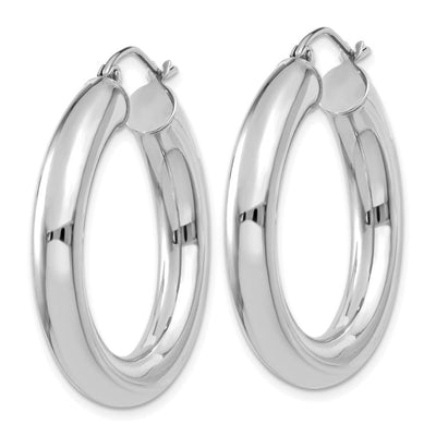 14k White Gold Polished 5mm Tube Hoop Earrings