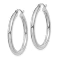 14K White Gold Polished 3mm Tube Hoop Earrings