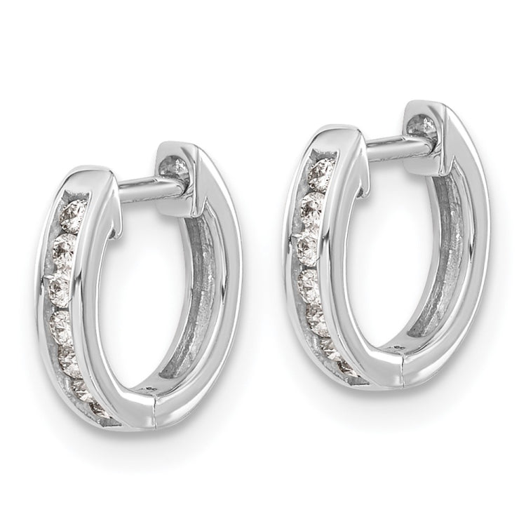 14k White Gold Diamond Hinged Hoop Earrings