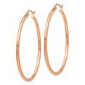 14k Rose Gold Polished 2mm Lightweight Tube Hoop Earrings