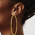 14k Polished 2x70mm Lightweight Round Tube Hoop Earrings