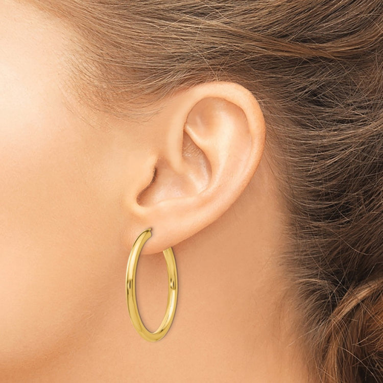 14k Polished Endless Tube Hoop Earrings