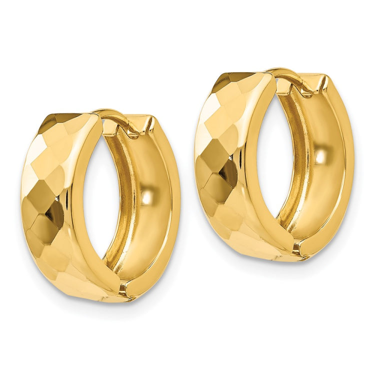 14k Textured Hinged Hoop Earrings