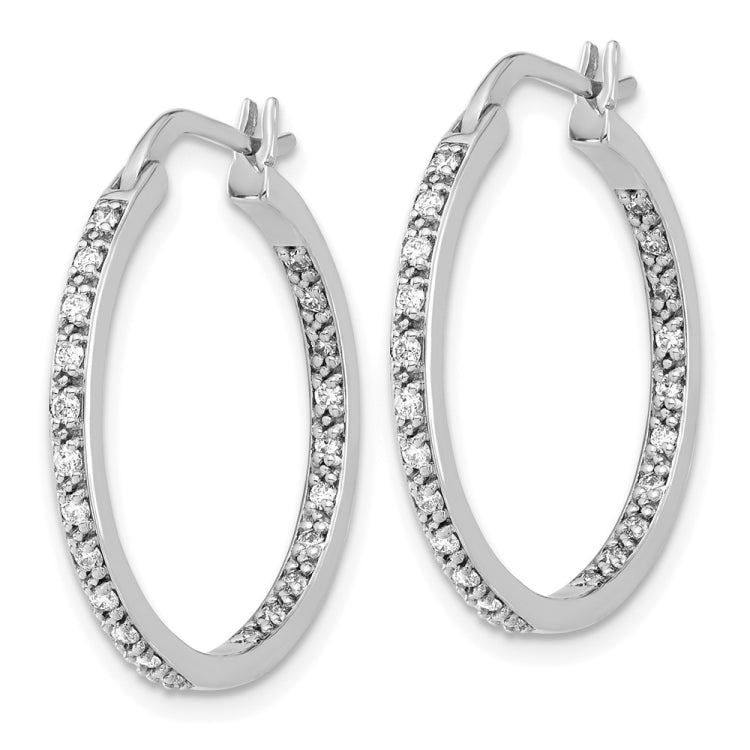 14k White Gold Diamond In/Out Hoop Earrings