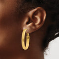 14k 7.75mm Oval Omega Back Hoop Earrings