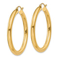 14K Polished 4mm Lightweight Tube Hoop Earrings