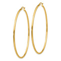 14k Polished 2x65mm Lightweight Tube Hoop Earrings