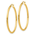 14K Polished 2.5mm Lightweight Tube Hoop Earrings