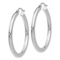 14K White Gold Polished 3mm Lightweight Tube Hoop Earrings