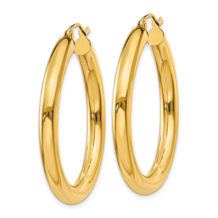 14k Polished 4mm Lightweight Tube Hoop Earrings