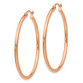 14k Rose Gold Polished 2mm Lightweight Tube Hoop Earrings