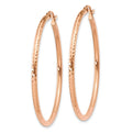 14k Rose Gold Polished Lightweight Large Diamond-cut Tube Hoop Earrings