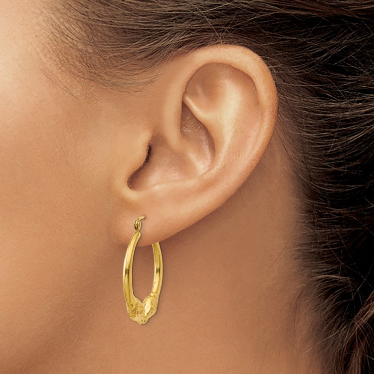 14k Polished Ram Hoop Earrings