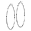 14k White Gold Polished 2x50mm Lightweight Tube Hoop Earrings