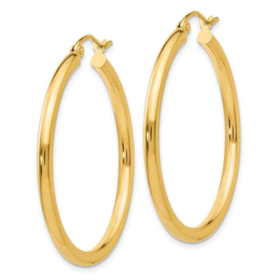 14k Polished 2.5mm Lightweight Tube Hoop Earrings