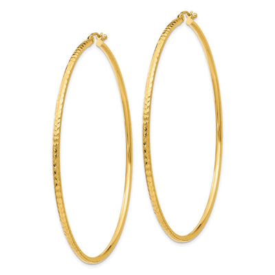 14k Diamond-cut 2mm Round Tube Hoop Earrings