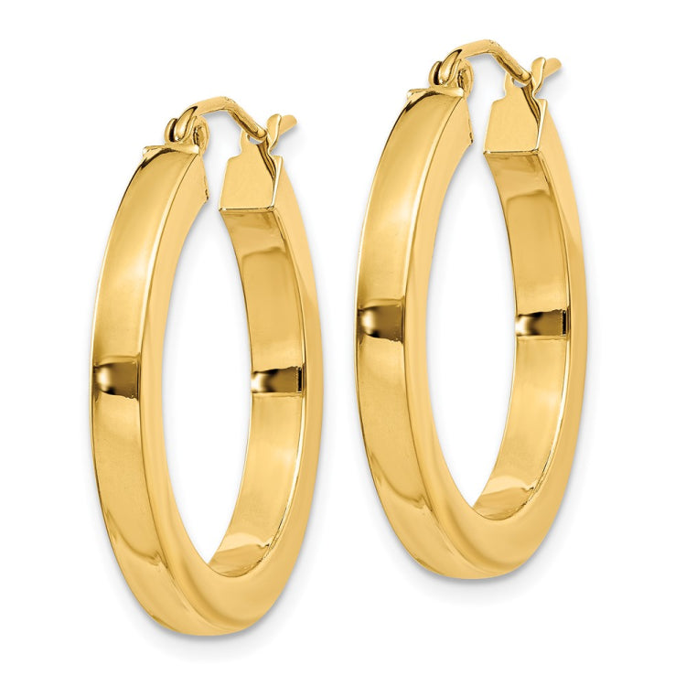 14k 3mm Polished Square Hoop Earrings