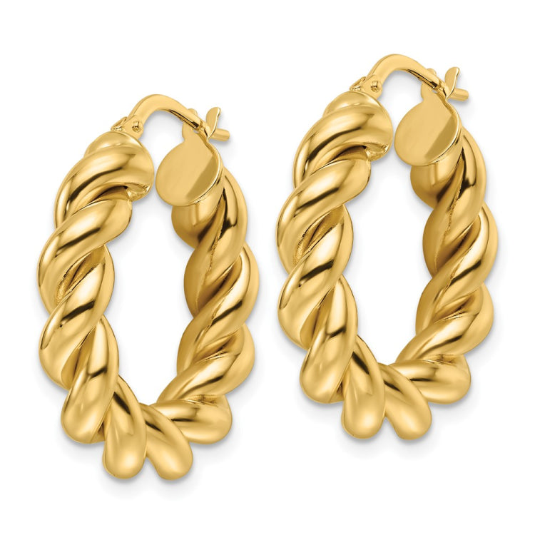 14ky Polished 5.3mm Hollow Twisted Round Hoop Earrings