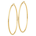 14k Polished 2x75mm Lightweight Round Tube Hoop Earrings