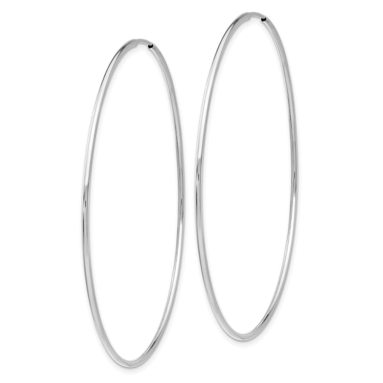 14k White Gold Polished Endless Tube Hoop Earrings