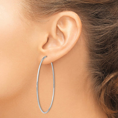 14k White Gold Polished Endless Tube Hoop Earrings