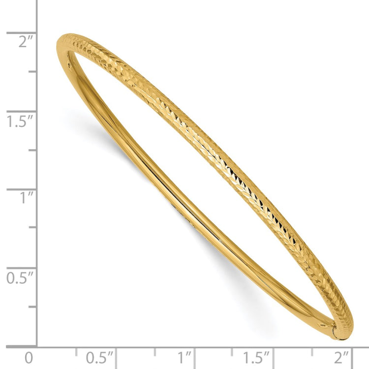 14k 3mm Diamond-cut Tube Slip-on Bangle