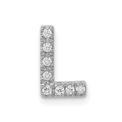 14K White Gold Diamond Letter L Initial Charm