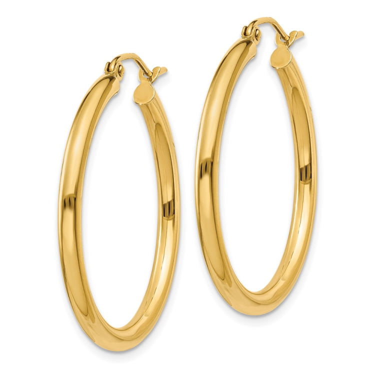 14K Polished 2.5mm Tube Hoop Earrings