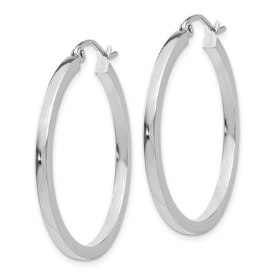 14k White Gold 2mm Square Tube Hoops