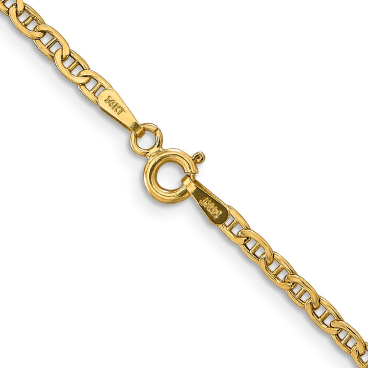 14K 24 inch 2.4mm Semi-Solid Anchor with Spring Ring Clasp Chain