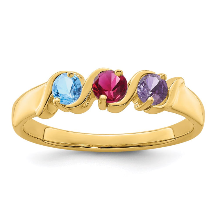 14k Genuine 3 Stone Mother's Ring