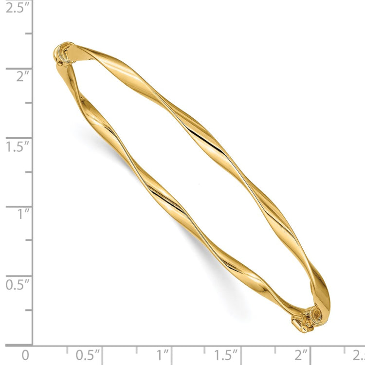 14k Polished Twisted Hinged Bangle Bracelet