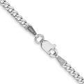 14K White Gold 20 inch 2.5mm Semi-Solid Curb with Lobster Clasp Chain