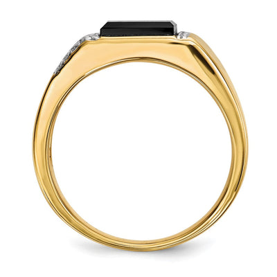 14k Onyx and Diamond Mens Ring