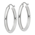 14k White Gold Polished 3.75mm Oval Tube Hoop Earrings