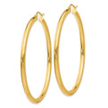 14K Polished 3mm Tube Hoop Earrings