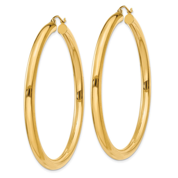 14K Polished 4mm Lightweight Tube Hoop Earrings