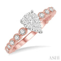 1/3 Ctw Pear Shape Lattice Lovebright Diamond Cluster Ring in 14K Rose and White Gold