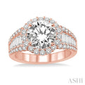 1 1/5 Ctw Diamond Semi-Mount Engagement Ring in 14K Rose Gold