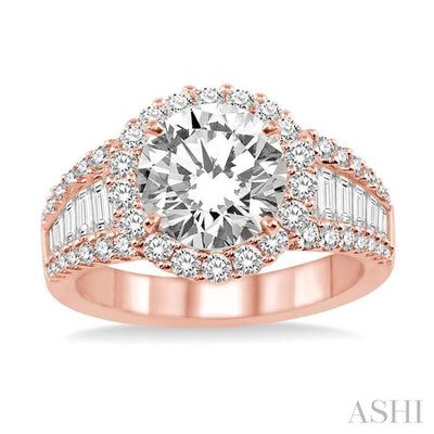 1 1/5 Ctw Diamond Semi-Mount Engagement Ring in 14K Rose Gold