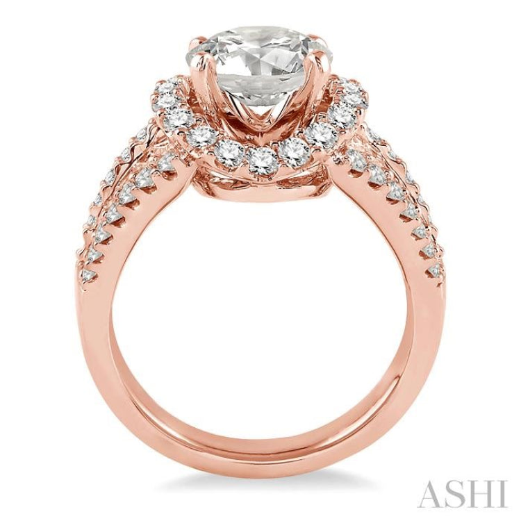 1 1/5 Ctw Diamond Semi-Mount Engagement Ring in 14K Rose Gold