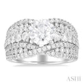 1 3/4 ctw Split Wide Base Shank Round Cut Diamond Semi-Mount Engagement Ring in 14K White Gold