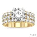 1 3/4 ctw Triple Row Round Cut Diamond Semi-Mount Engagement Ring in 14K Yellow and White Gold