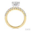 1 3/4 ctw Triple Row Round Cut Diamond Semi-Mount Engagement Ring in 14K Yellow and White Gold